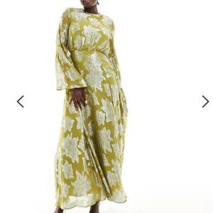 ASOS formal funky metallic long sleeve midi dress with frill cuffs